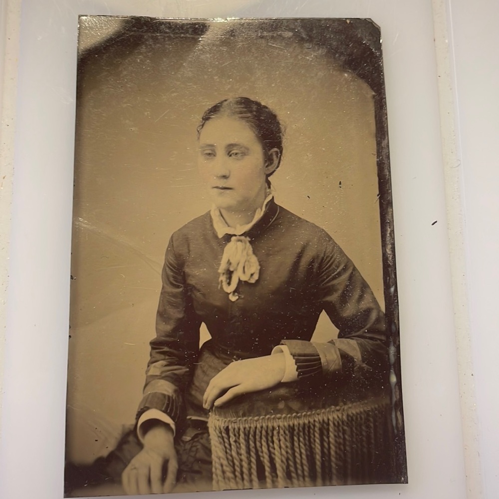 Victorian tintype portrait of a young woman